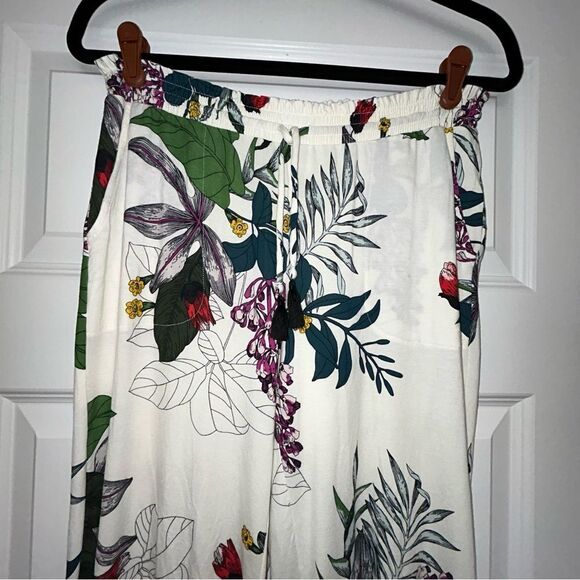 Soma Floral Print Pull On Elastic Waistband Drawstring Loungewear Pants - Picture 2 of 7